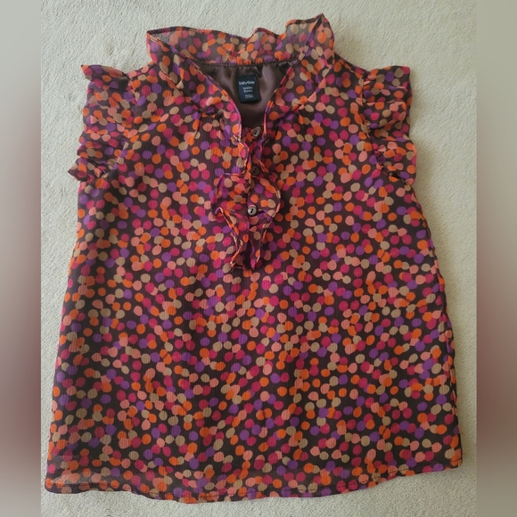 Gap Girl Brown/Pink/Orange/Purple Polka-dot Confetti Top Size 3 years - Picture 2 of 5